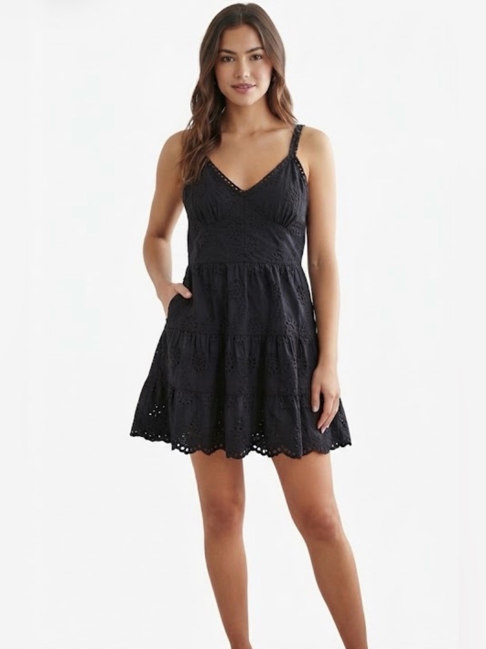 Black Eyelet Mini Dress